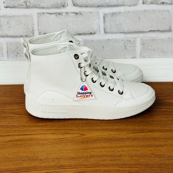 ⭐Michael Kors Shea Mid High Women Shoes Casual Sneakers 7M White Gold 49S3HFE5L⭐ - Picture 10 of 12